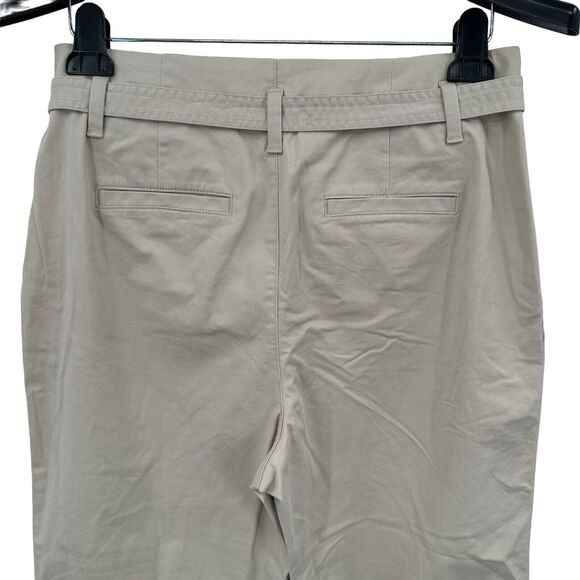 Gap Khaki Self Tie Trouser 8 Women's Taper Leg Ankle High Waist Cotton Stretch - Picture 5 of 8